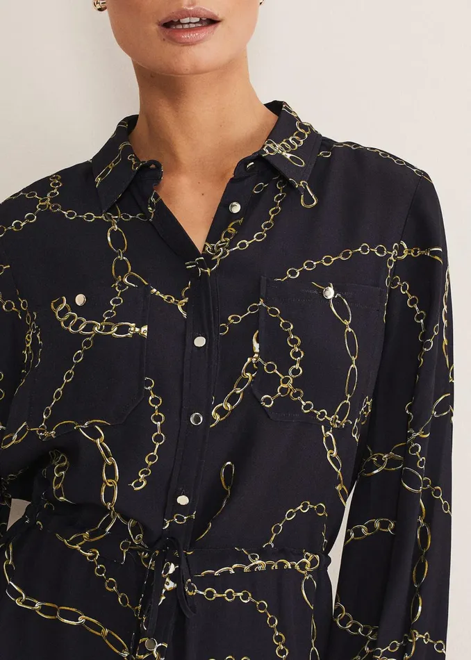 Women Phase Eight Dresses Tana Chain Print Shirt Midi Dress