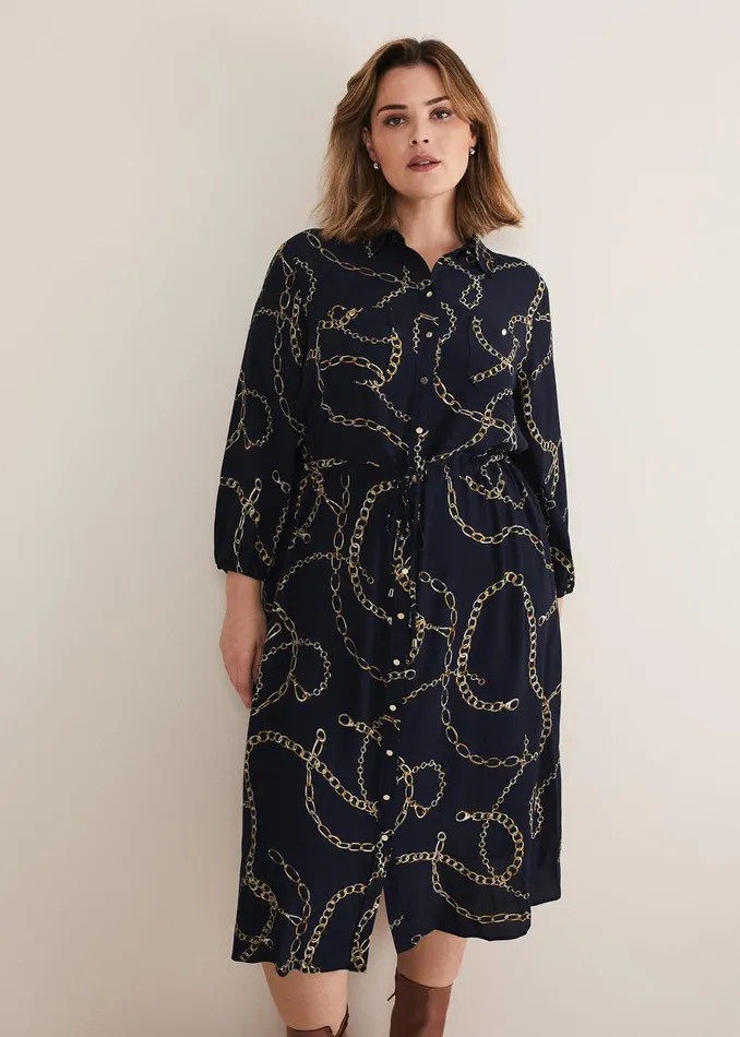 Women Phase Eight Dresses Tana Chain Print Shirt Midi Dress