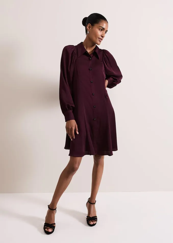 Women Phase Eight Dresses Tila Burgundy Embellished Shirt Dress