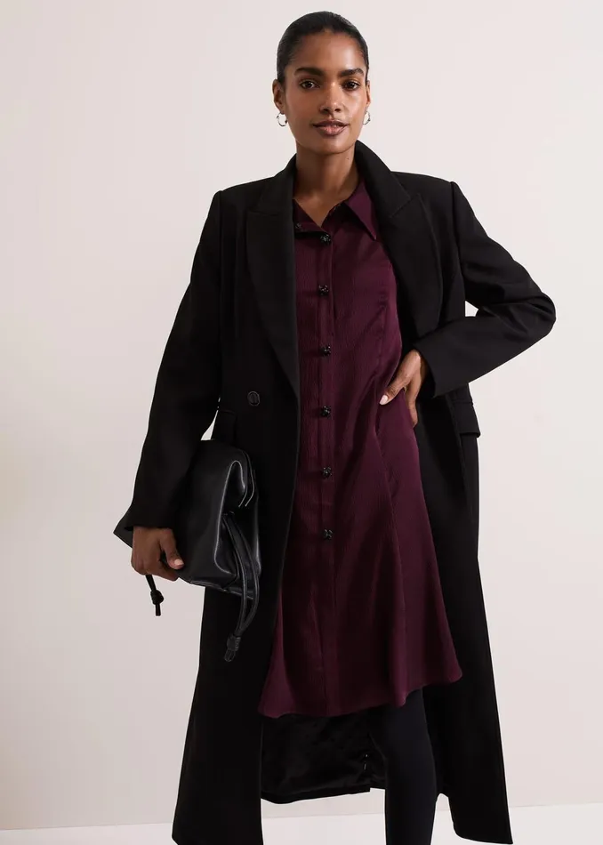 Women Phase Eight Dresses Tila Burgundy Embellished Shirt Dress