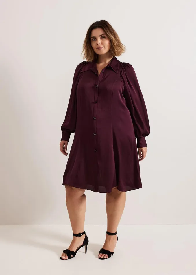 Women Phase Eight Dresses Tila Burgundy Embellished Shirt Dress