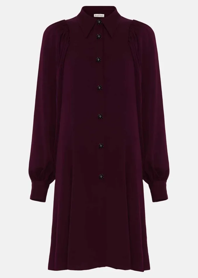 Women Phase Eight Dresses Tila Burgundy Embellished Shirt Dress