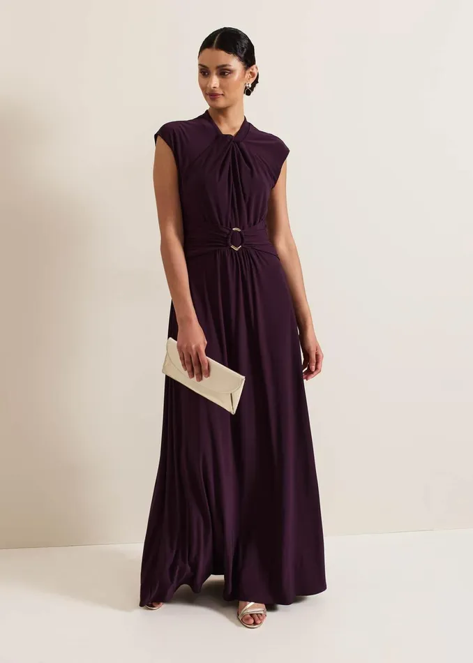 Women Phase Eight Dresses Tolly Burgundy Jersey Maxi Dress