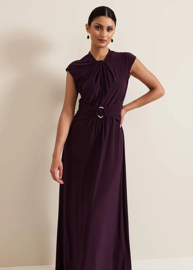 Women Phase Eight Dresses Tolly Burgundy Jersey Maxi Dress