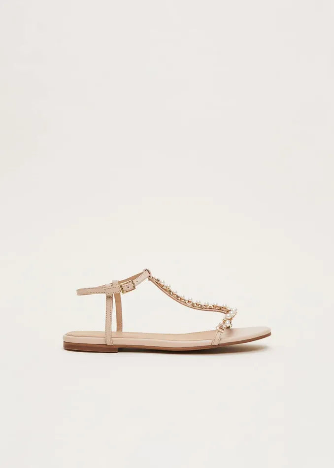Women Phase Eight Flats Leather Jewel Trim Flat Sandal