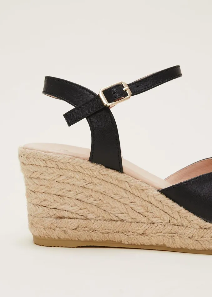 Women Phase Eight Heels Leather Cross Front Espadrilles