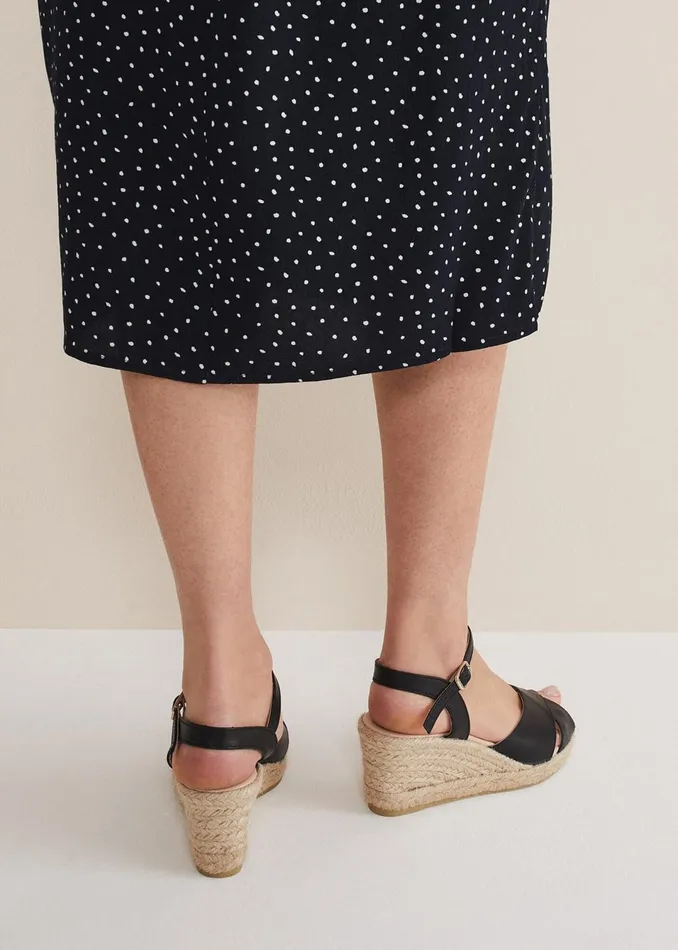Women Phase Eight Heels Leather Cross Front Espadrilles