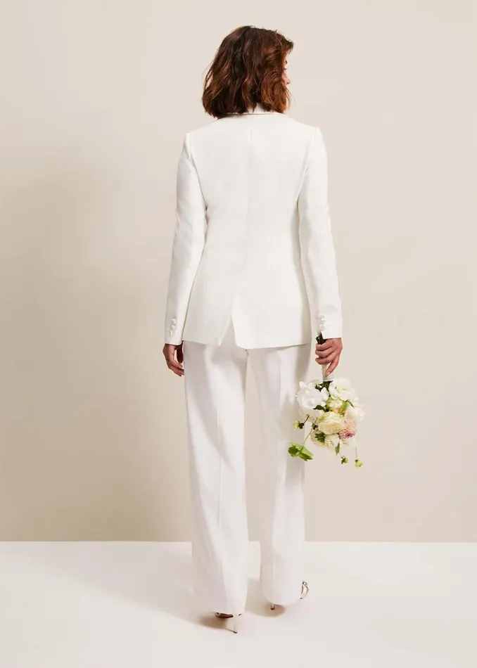 Women Phase Eight Jackets Beatriz White Satin Bridal Blazer