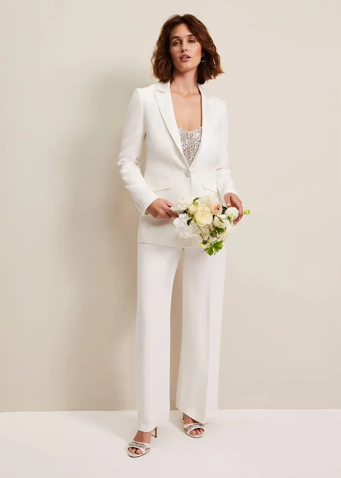 Women Phase Eight Jackets Beatriz White Satin Bridal Blazer
