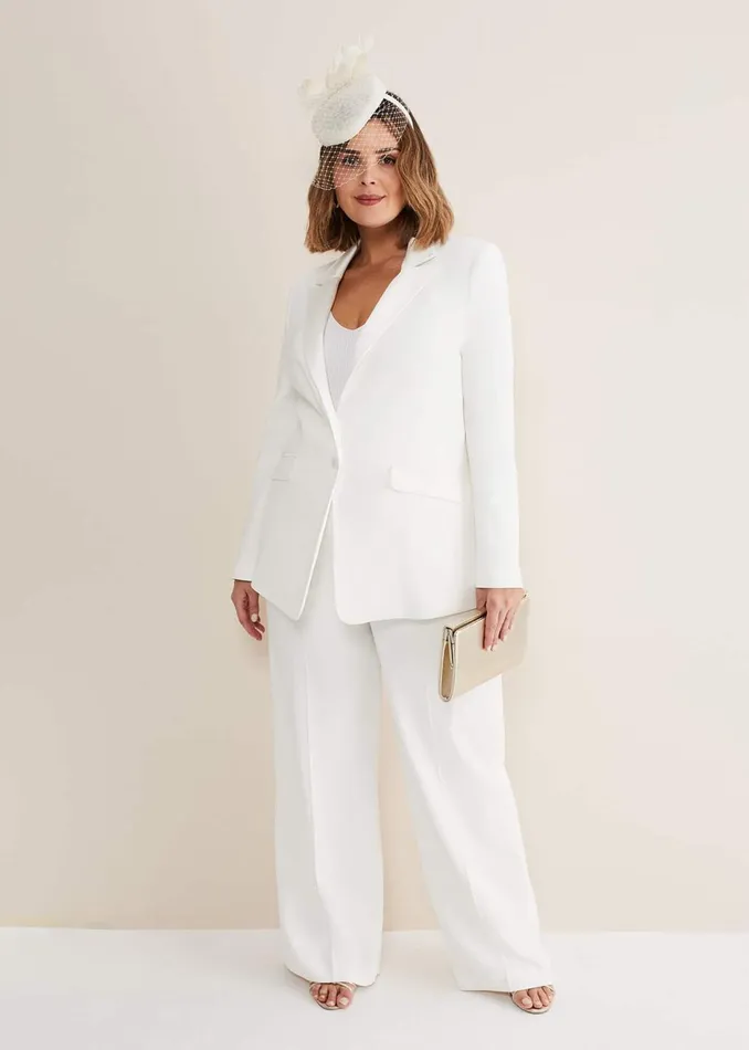 Women Phase Eight Jackets Beatriz White Satin Bridal Blazer