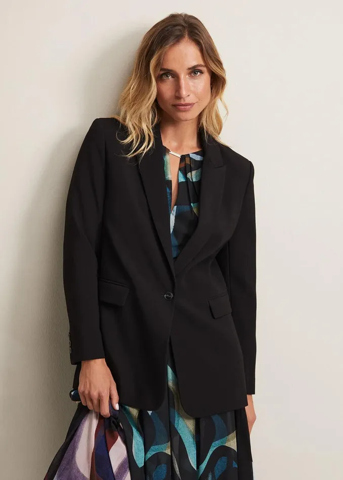 Women Phase Eight Jackets Neah Black Crepe Blazer