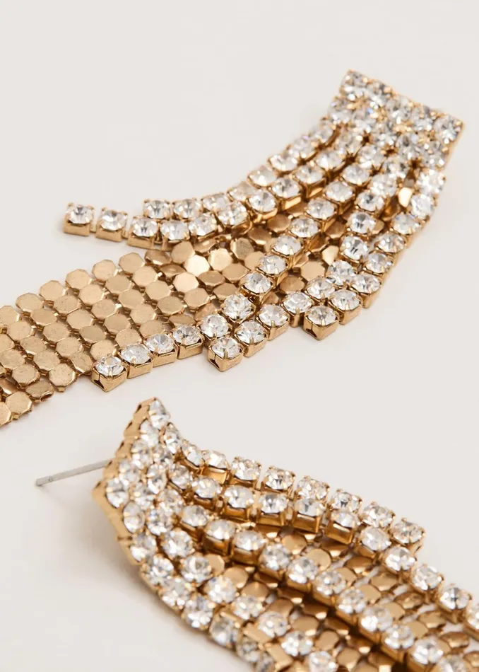 Women Phase Eight Jewellery Gold Chainmail Sparkle Drop Earring