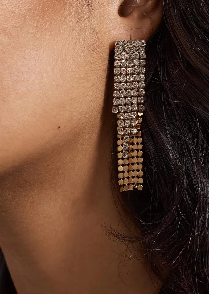 Women Phase Eight Jewellery Gold Chainmail Sparkle Drop Earring