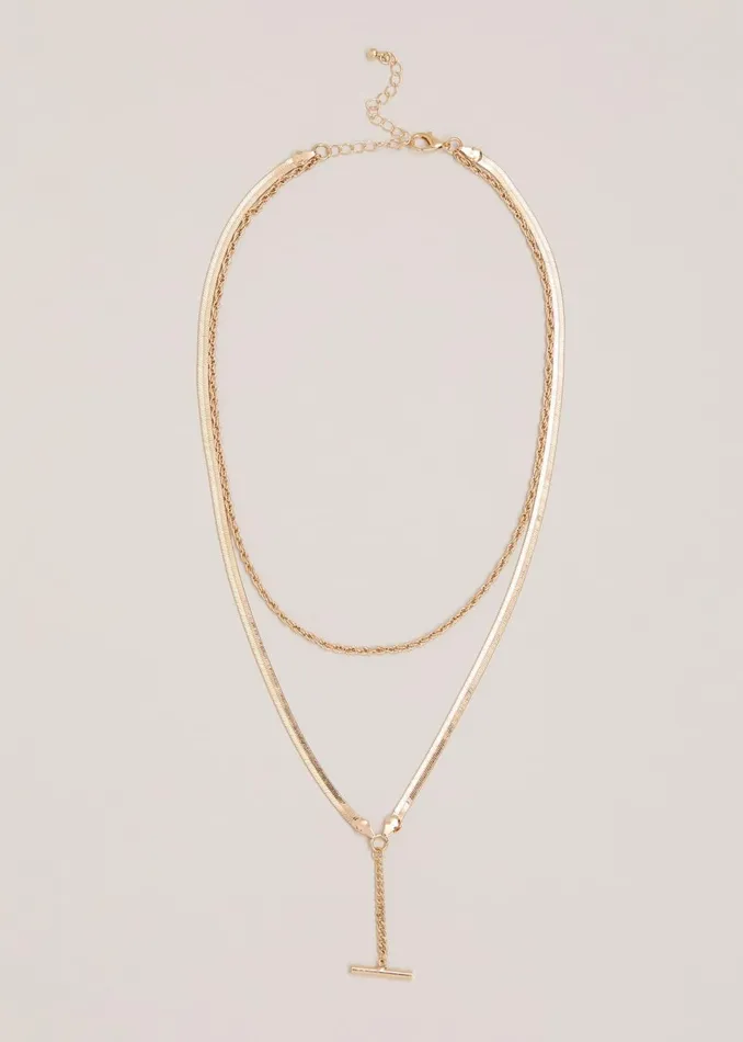 Women Phase Eight Jewellery Gold Snake Chain TBar Necklace