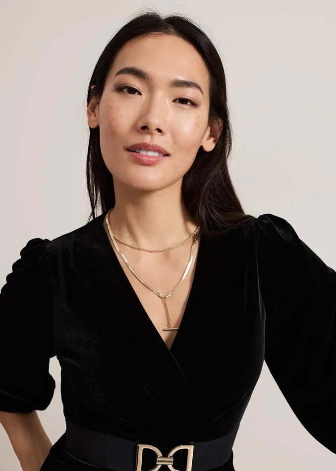 Women Phase Eight Jewellery Gold Snake Chain TBar Necklace