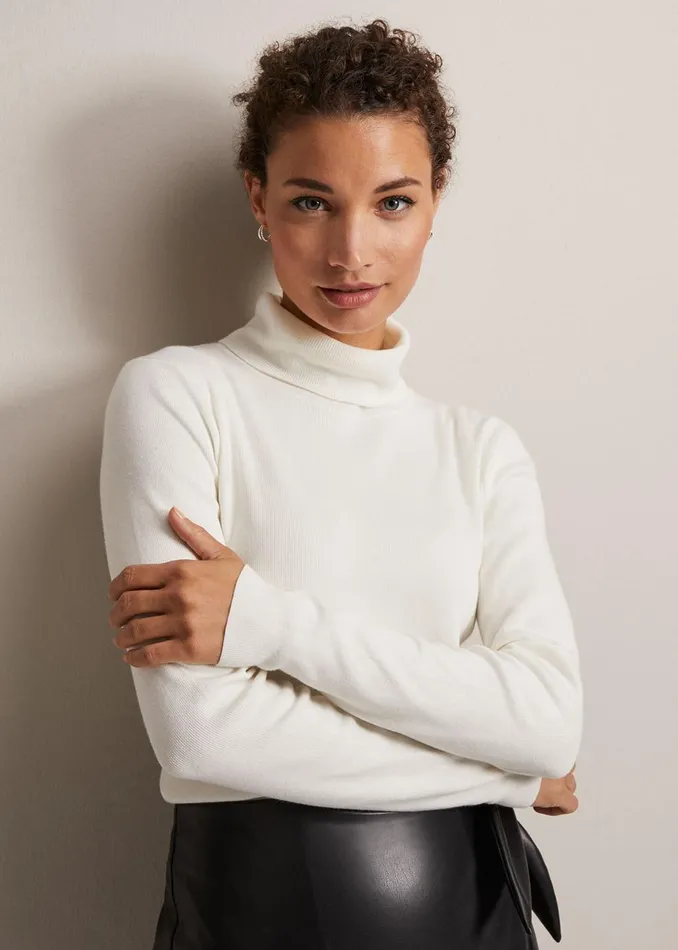 Women Phase Eight Knitwear Gwyneth Ivory Roll Neck Jumper