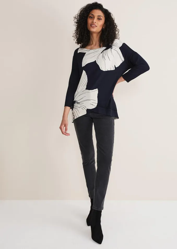 Women Phase Eight Knitwear Linda Flower Print Knit