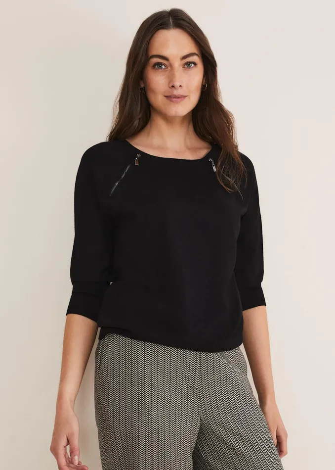 Women Phase Eight Knitwear Lolan Zip Trim Knit Jumper