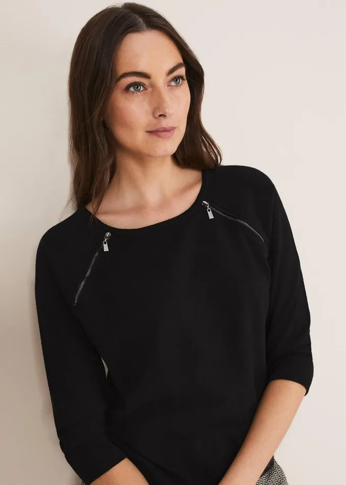 Women Phase Eight Knitwear Lolan Zip Trim Knit Jumper