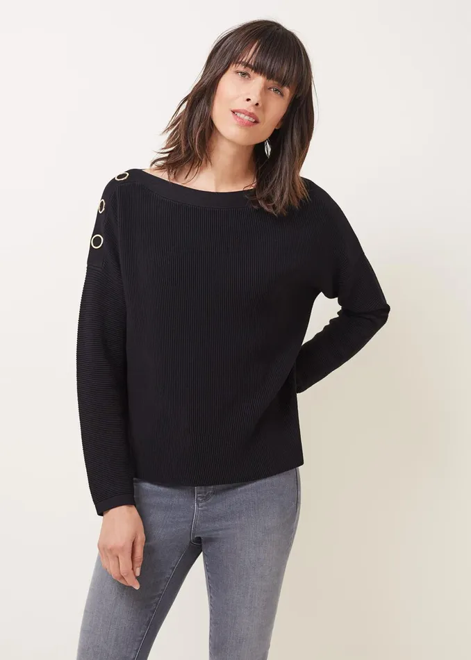 Women Phase Eight Knitwear Mimi Textured Eyelet Detail Fine Knit Jumper