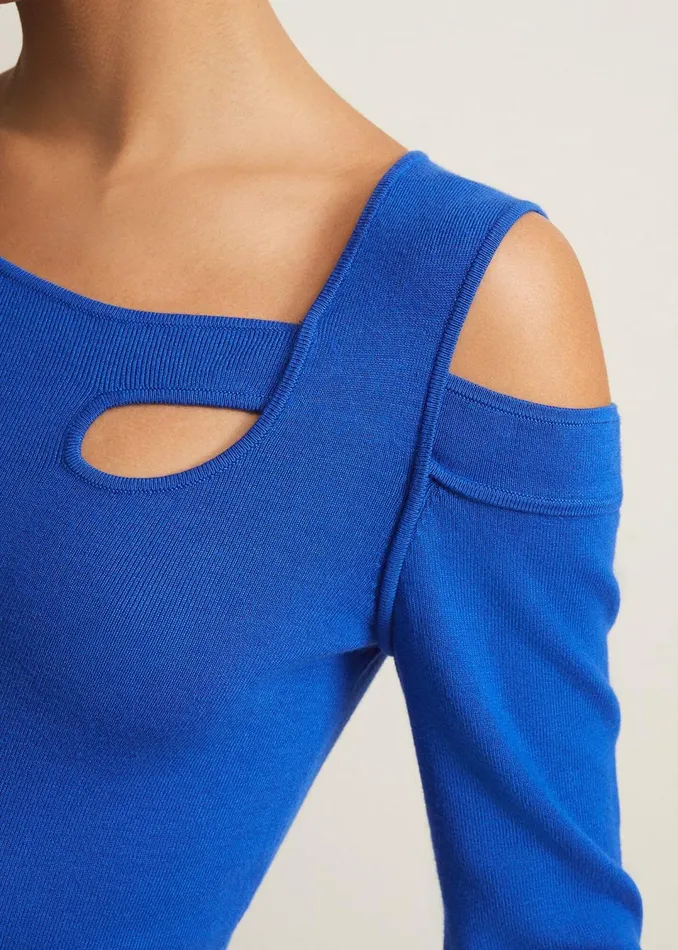 Women Phase Eight Knitwear Wren Blue Cut Out Knitted Top