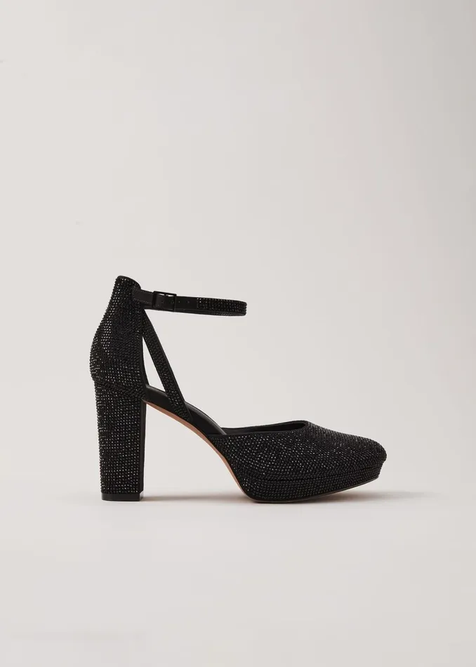 Women Phase Eight Occasion Shoes Black Sparkly Platform Heels