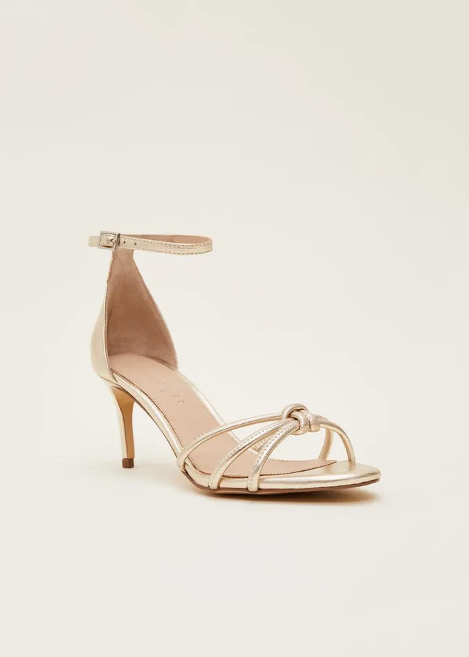 Women Phase Eight Occasion Shoes Gold Open Toe Heels