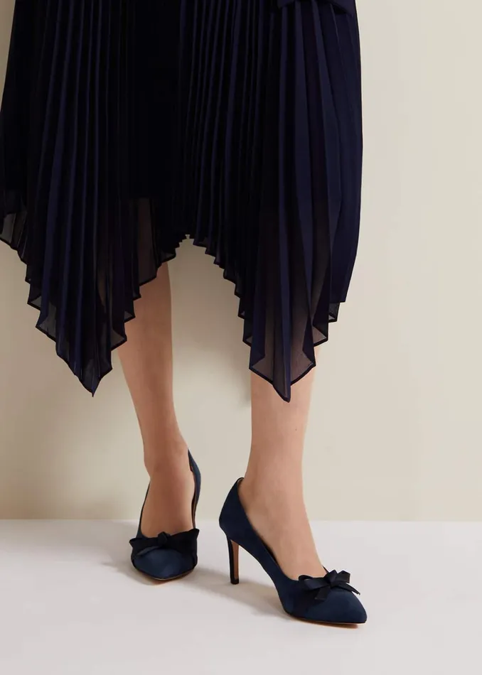 Women Phase Eight Occasion Shoes Suede Bow Front Court Shoe