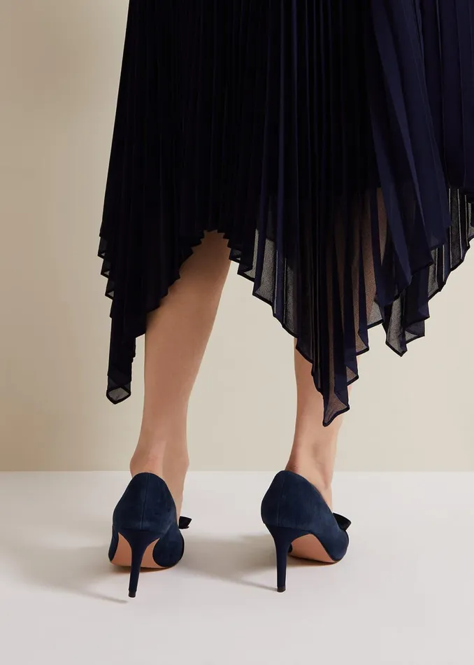 Women Phase Eight Occasion Shoes Suede Bow Front Court Shoe