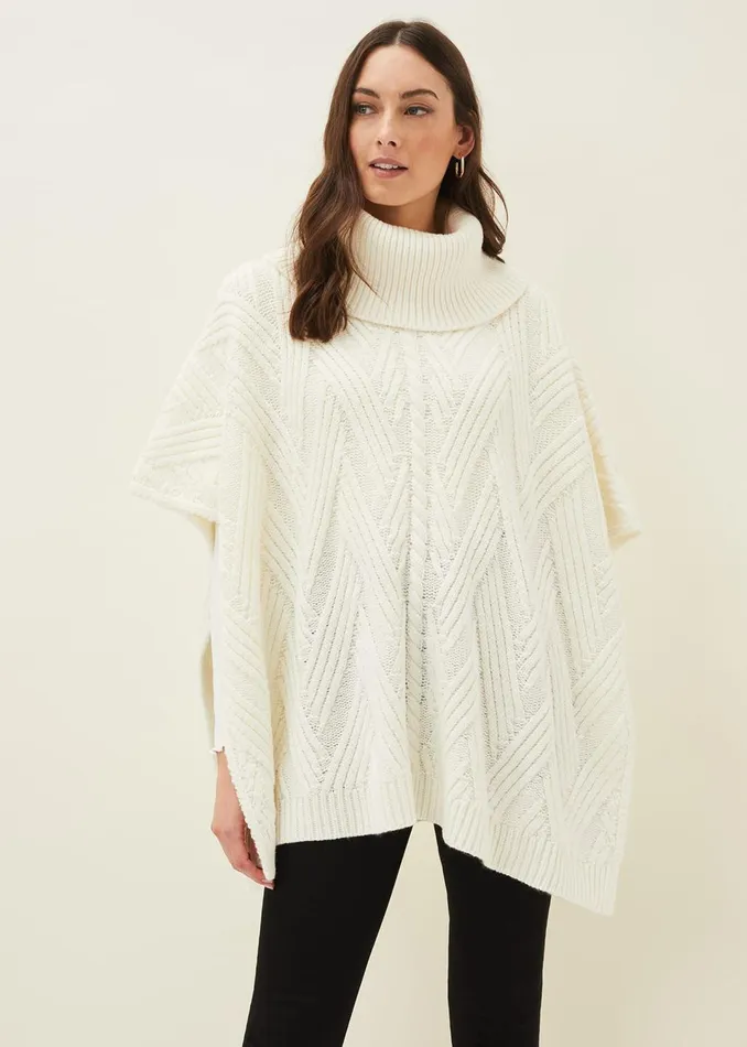 Women Phase Eight Scarves Melly Cable Knit Cape