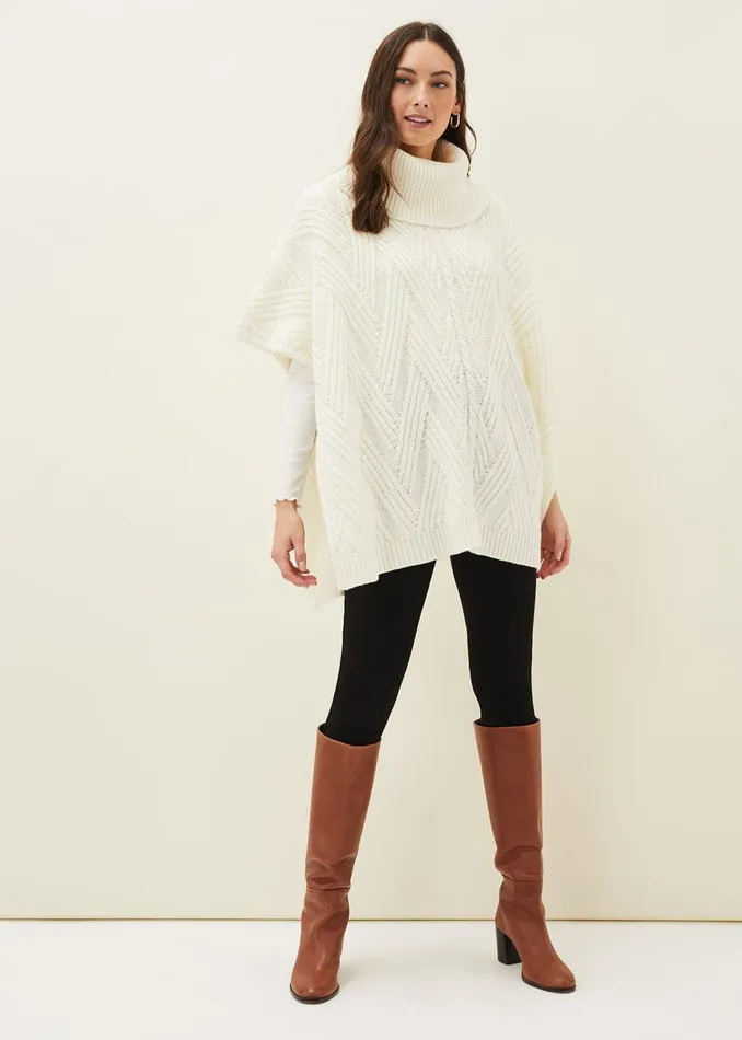 Women Phase Eight Scarves Melly Cable Knit Cape