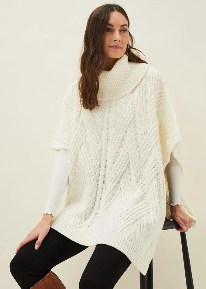 Women Phase Eight Scarves Melly Cable Knit Cape
