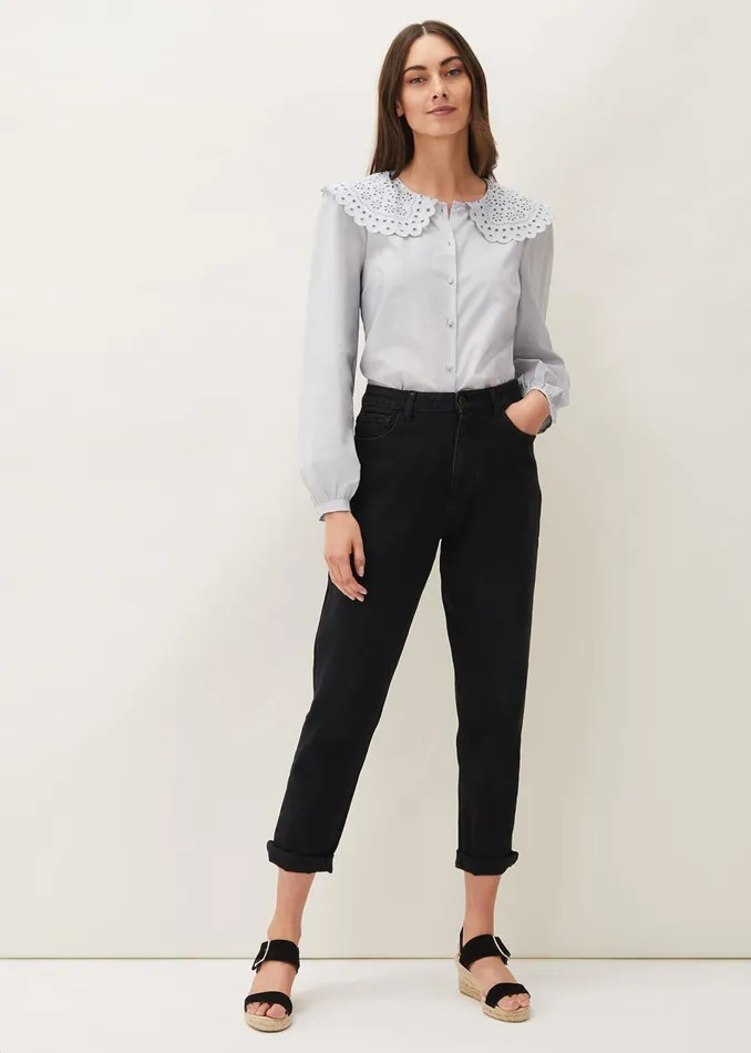 Women Phase Eight Shirts and Blouses Amelia Oversized Embroidered Collar Blouse