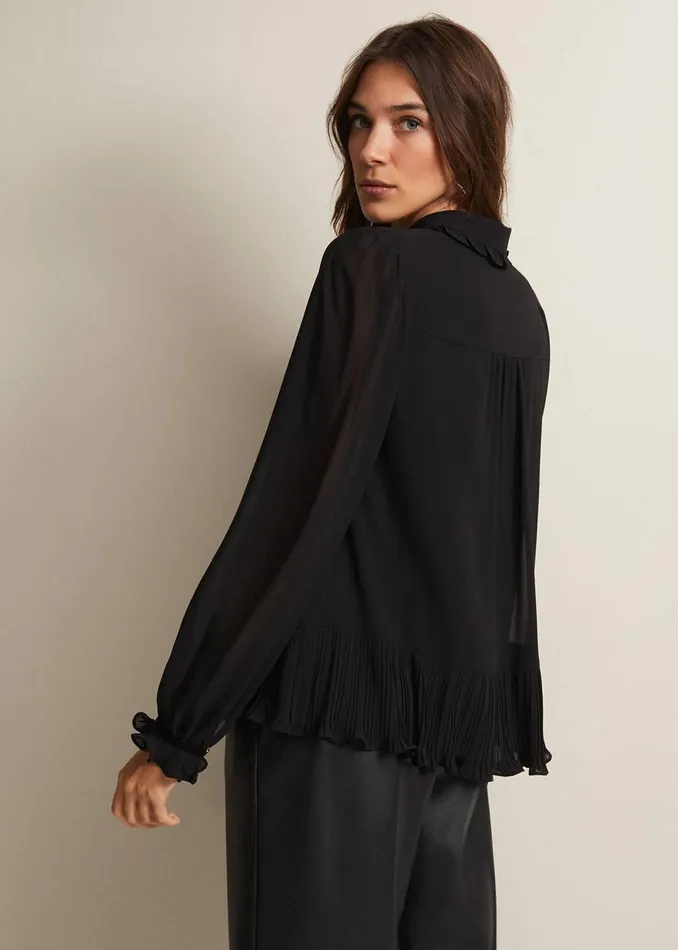 Women Phase Eight Shirts and Blouses April Black Ruffle Blouse