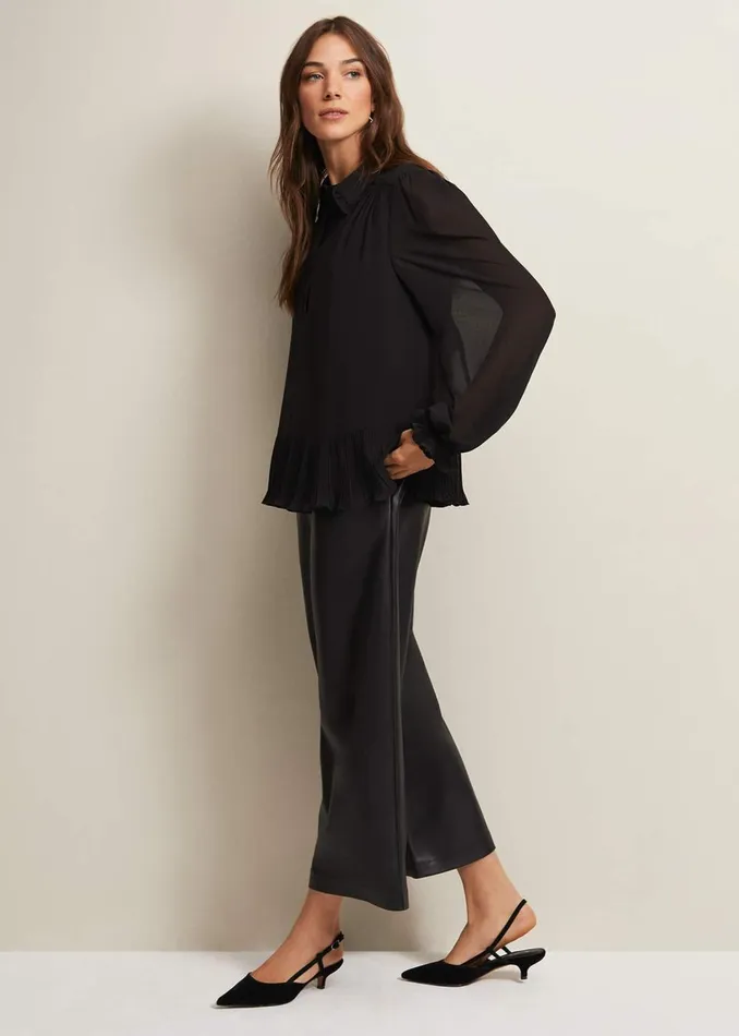 Women Phase Eight Shirts and Blouses April Black Ruffle Blouse