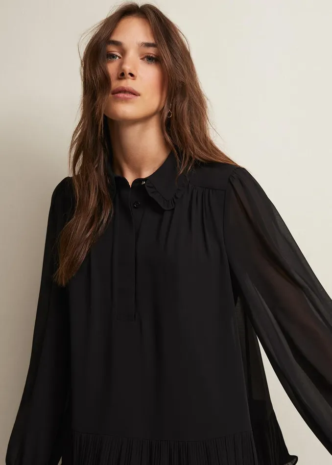 Women Phase Eight Shirts and Blouses April Black Ruffle Blouse