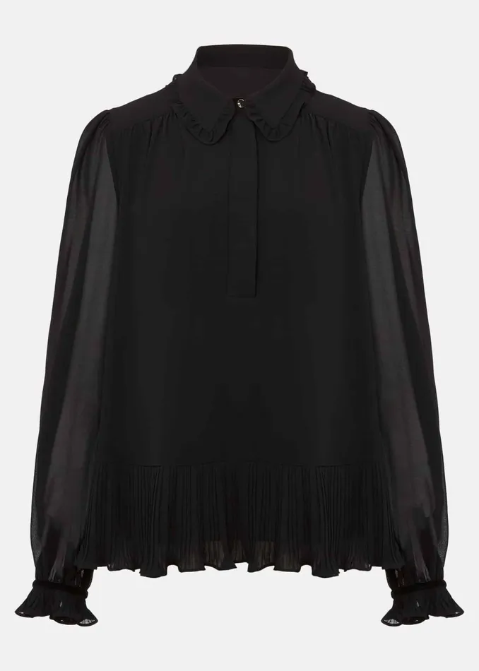 Women Phase Eight Shirts and Blouses April Black Ruffle Blouse