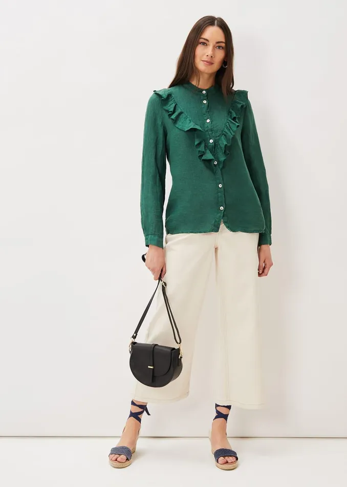 Women Phase Eight Shirts and Blouses Enid Linen Frill Blouse
