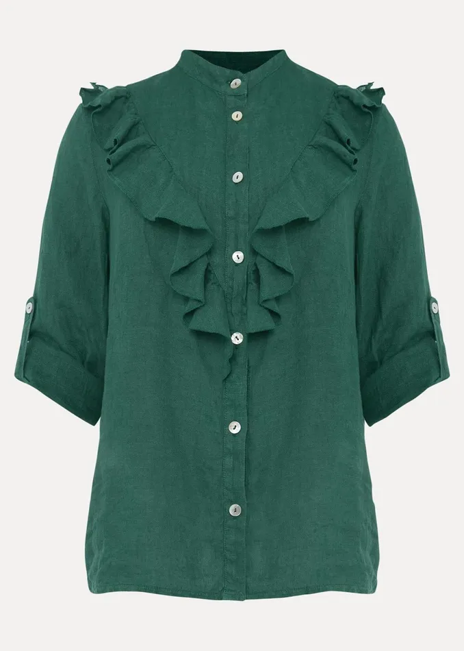Women Phase Eight Shirts and Blouses Enid Linen Frill Blouse