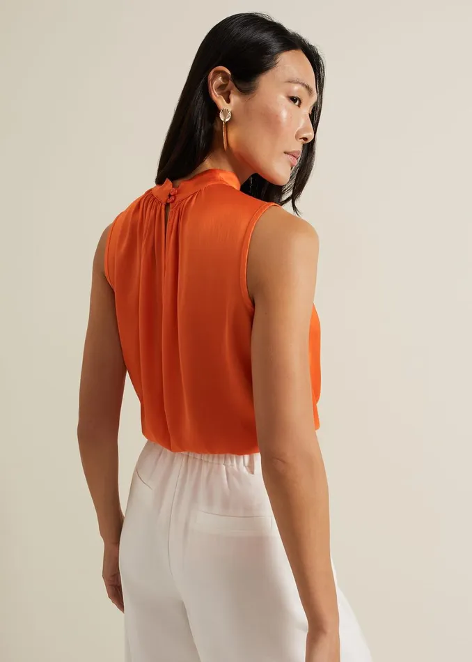 Women Phase Eight Shirts and Blouses Lizza Orange High Neck Top
