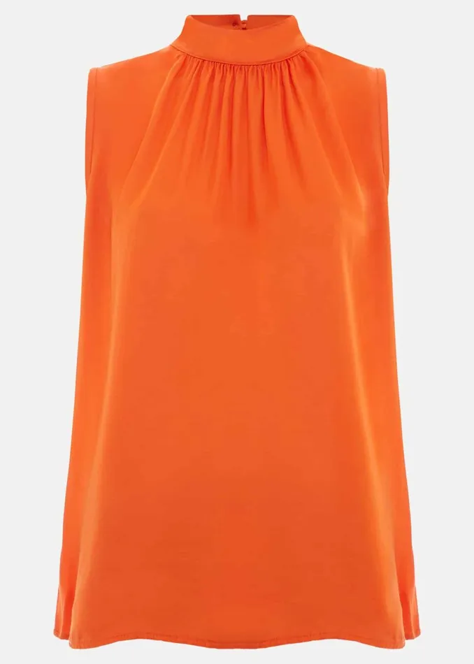 Women Phase Eight Shirts and Blouses Lizza Orange High Neck Top