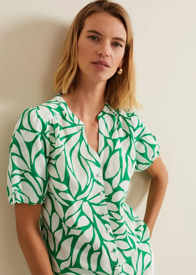 Women Phase Eight Shirts and Blouses Louanna Linen Printed Shirt