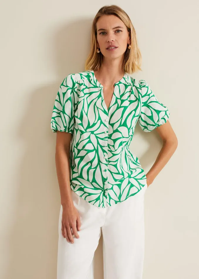 Women Phase Eight Shirts and Blouses Louanna Linen Printed Shirt