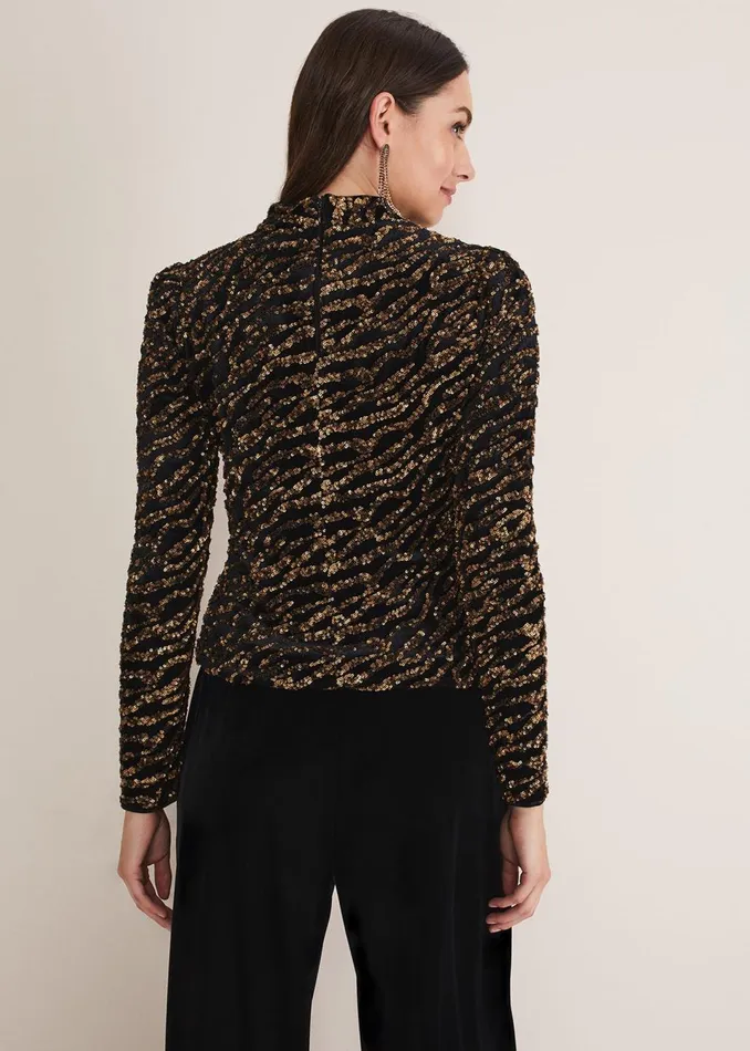 Women Phase Eight Shirts and Blouses Lura Zebra Sequin Blouse