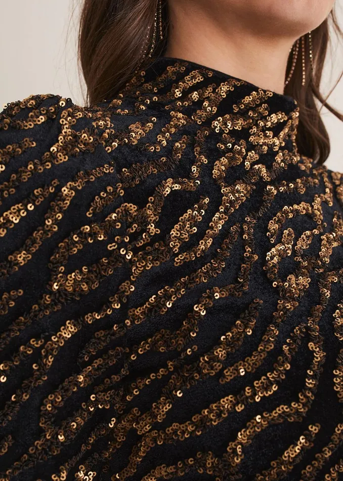 Women Phase Eight Shirts and Blouses Lura Zebra Sequin Blouse