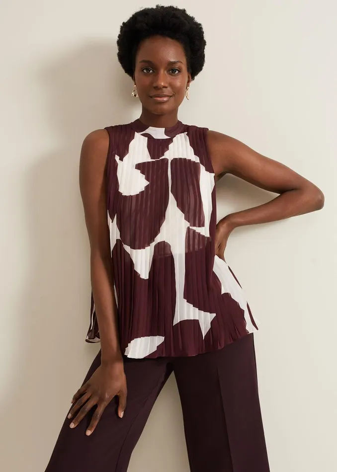 Women Phase Eight Shirts and Blouses Nina Abstract Pleat Top