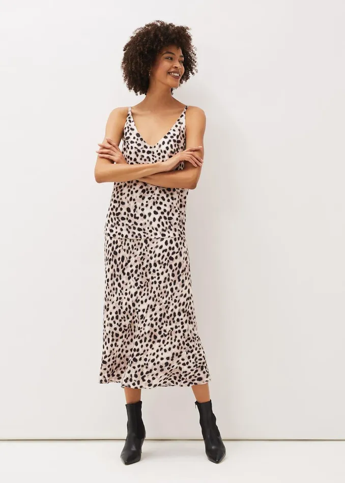 Women Phase Eight Skirts Calla Leopard Print Satin Midi Skirt
