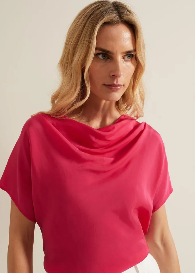 Women Phase Eight Tops and TShirts Cheryl Cowl Neck Woven Front Top