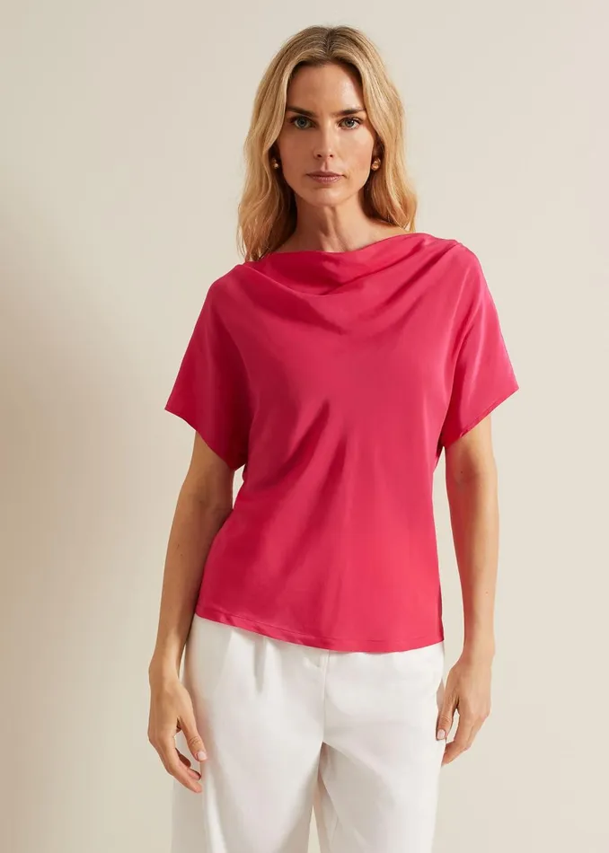 Women Phase Eight Tops and TShirts Cheryl Cowl Neck Woven Front Top