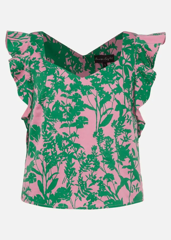 Women Phase Eight Tops and TShirts Cleona Printed Dobby CoOrd Top